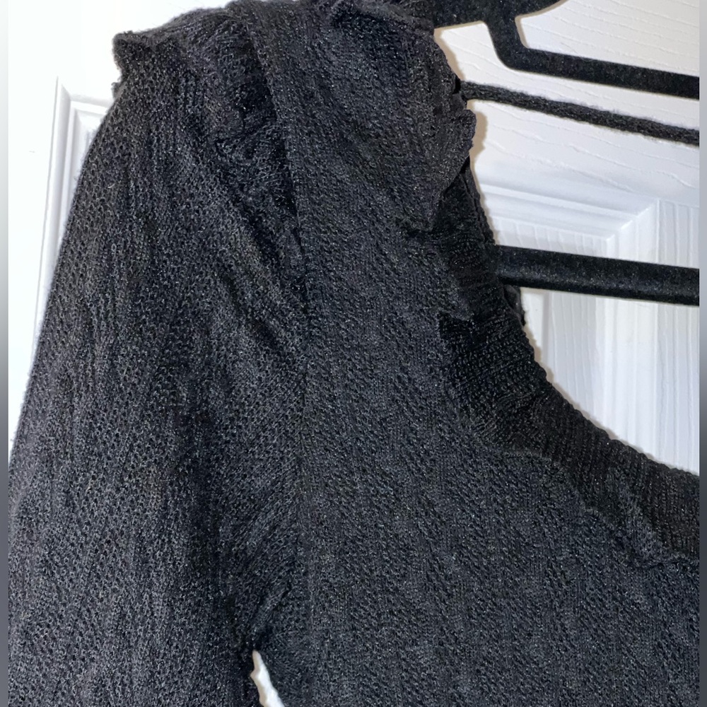 Black Ruffled Knit Sweater NWT - Picture 5 of 5
